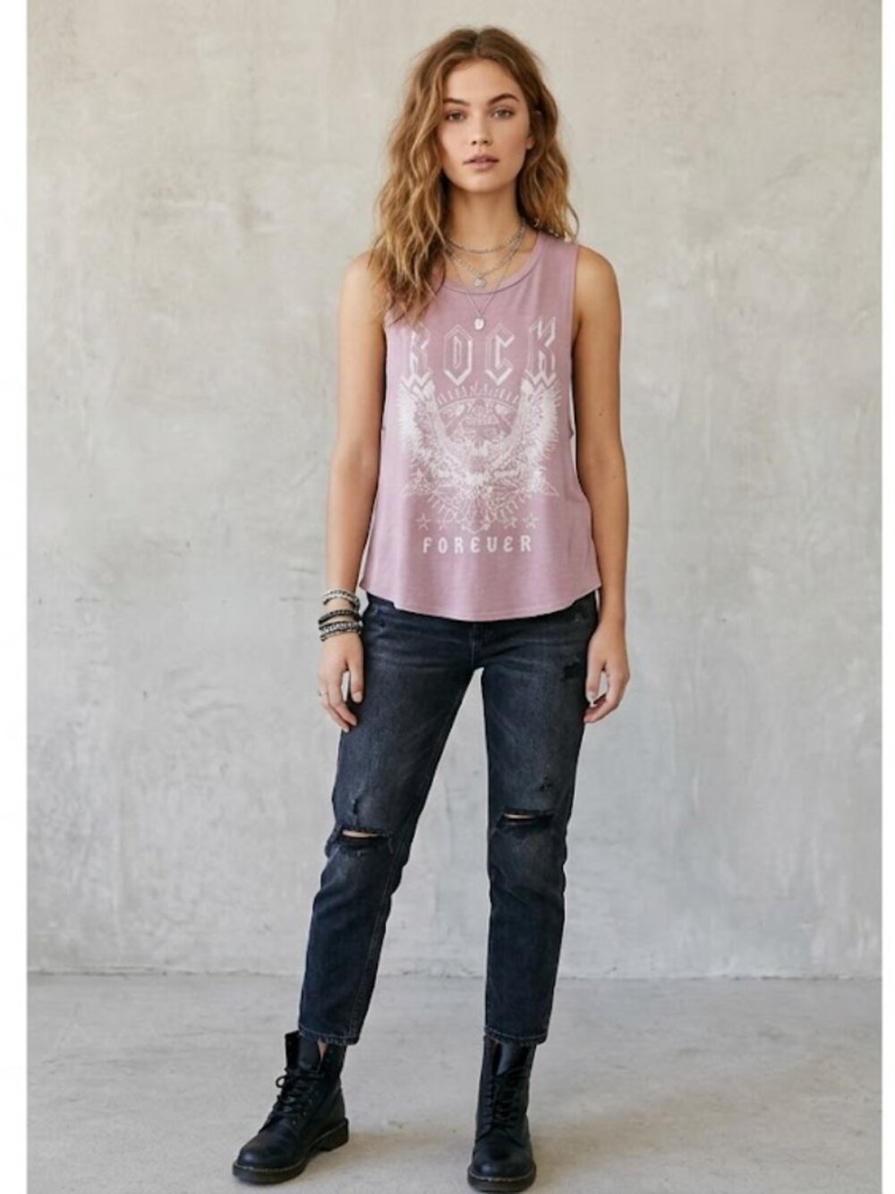 Rock Forever Pink Tank Top Shirt Medium